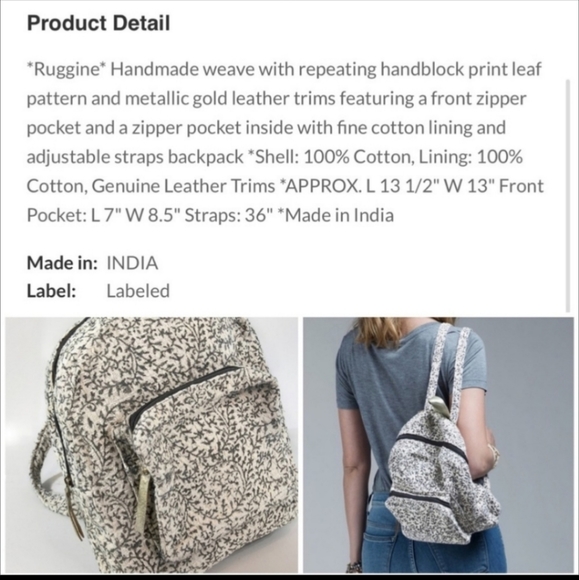 NWT Ruggine Leaf Vine small backpack - Picture 5 of 5